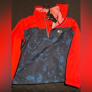 Tommy Hilfiger windbreaker jacket. Boys 8/10. Orange/ Navy